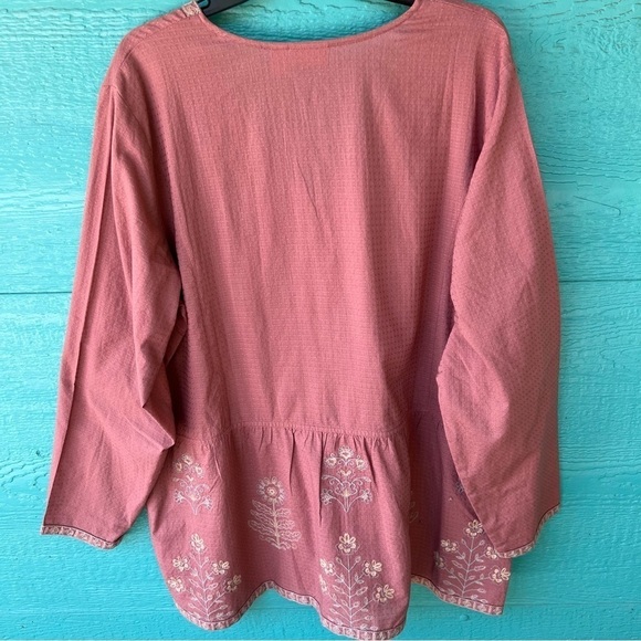 LOGO Lori Goldstein Boho Embroidered Jacket Mauve Size XL Hook Eye Closure NWT - Picture 4 of 9